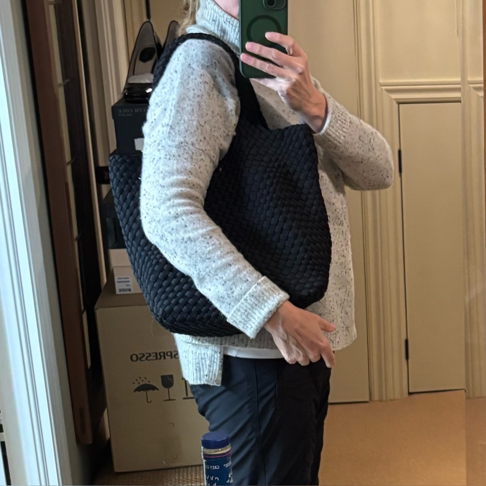 Stylish Black Woven Tote Bag